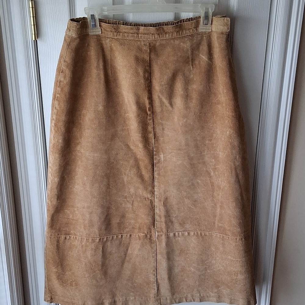 Vintage 100% Leather Tan Suede A-Line Skirt